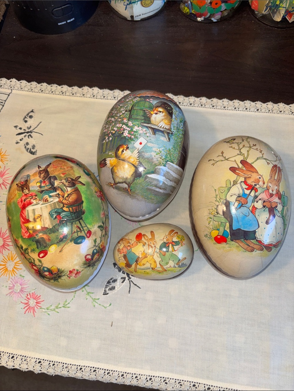 EUC VINTAGE Echt Erzgebirge (3) and Nestler (1) set of 4 Made in Germany papier-